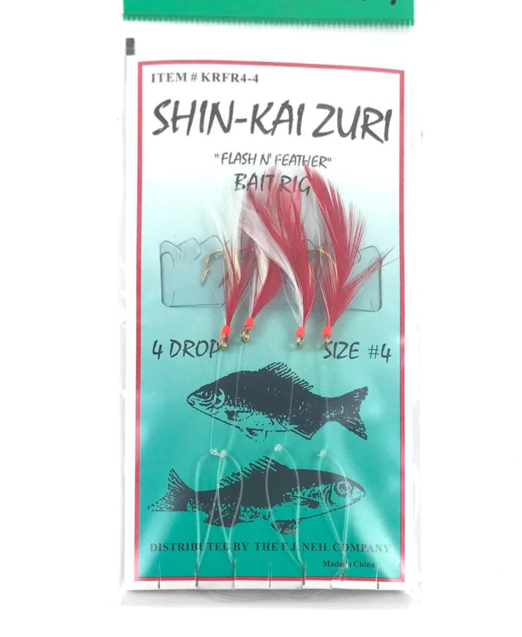 F.J. Neil KRFS4-4 Sabiki Bait Rig #4 4 Hook Fish Skin