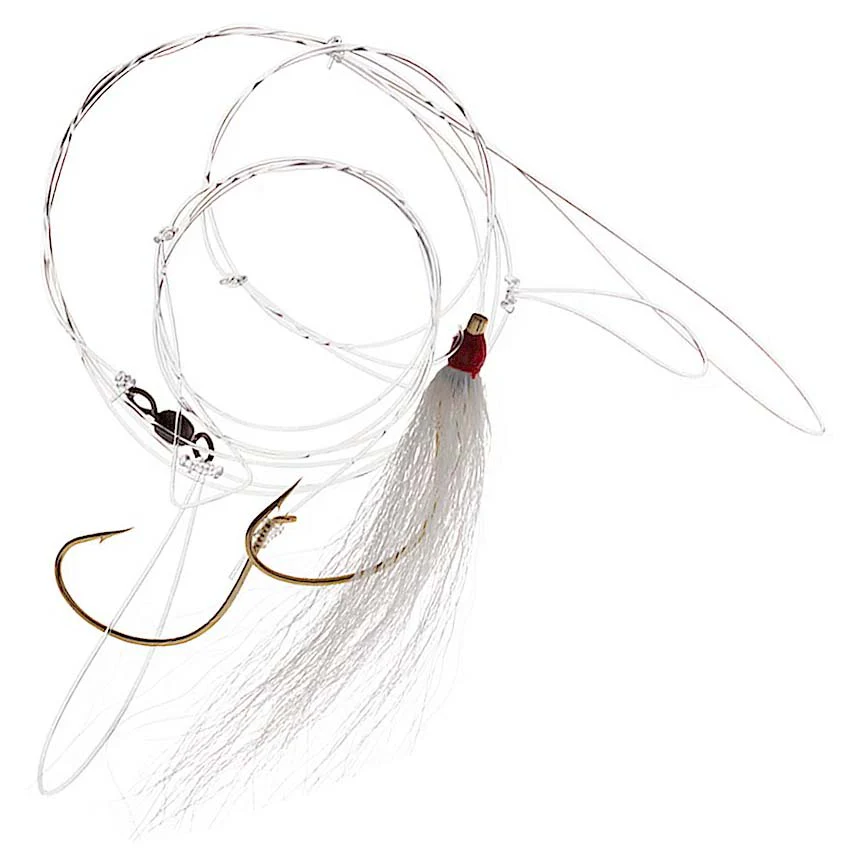 Tsunami TS-4565WF Fluke Hi-Lo Rig Gold Widegap Single White Bucktail
